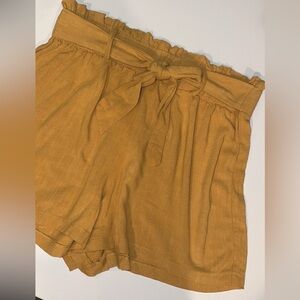 Women's Mustard Yellow Tie-Waist Shorts